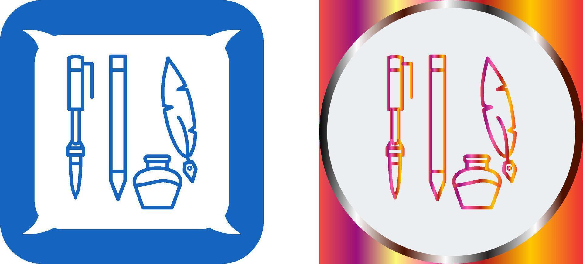 Unique Writing Equipment Icon Design vector