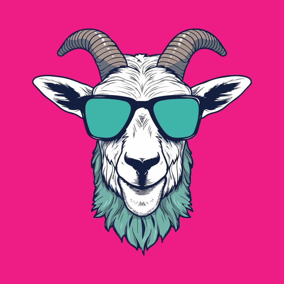 Goat Head Logo With Glasses vector