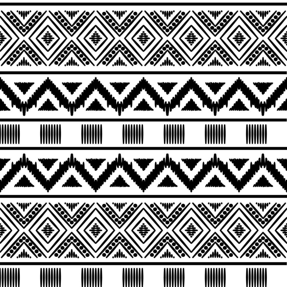 sin costura étnico modelo. hecho a mano. horizontal rayas. negro y blanco impresión para tu textiles. ilustración. vector