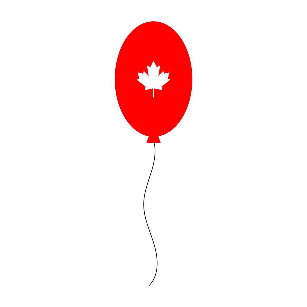 Canada day balloon in colors of Canadian flag. graphic design element isolated on white background. For cards, banners, social media posts and printing. vector