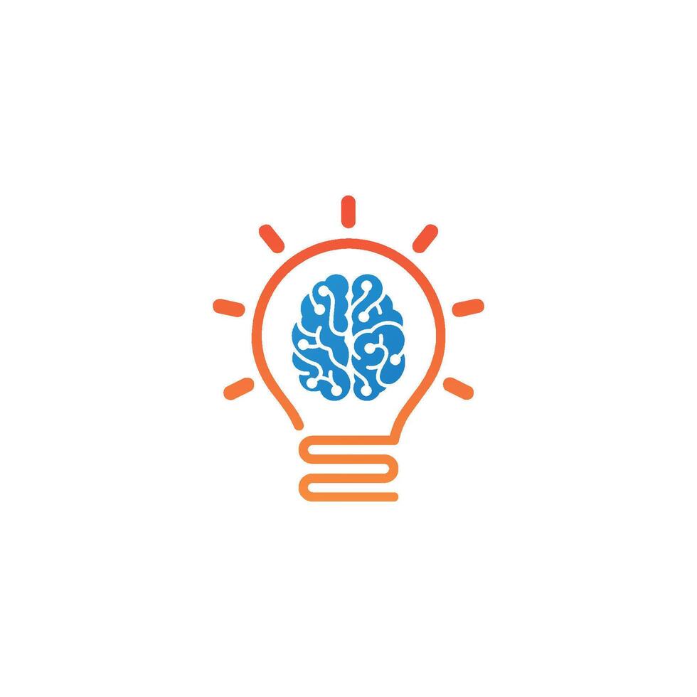 Smart idea logo design with Brain symbol light bulb design vector