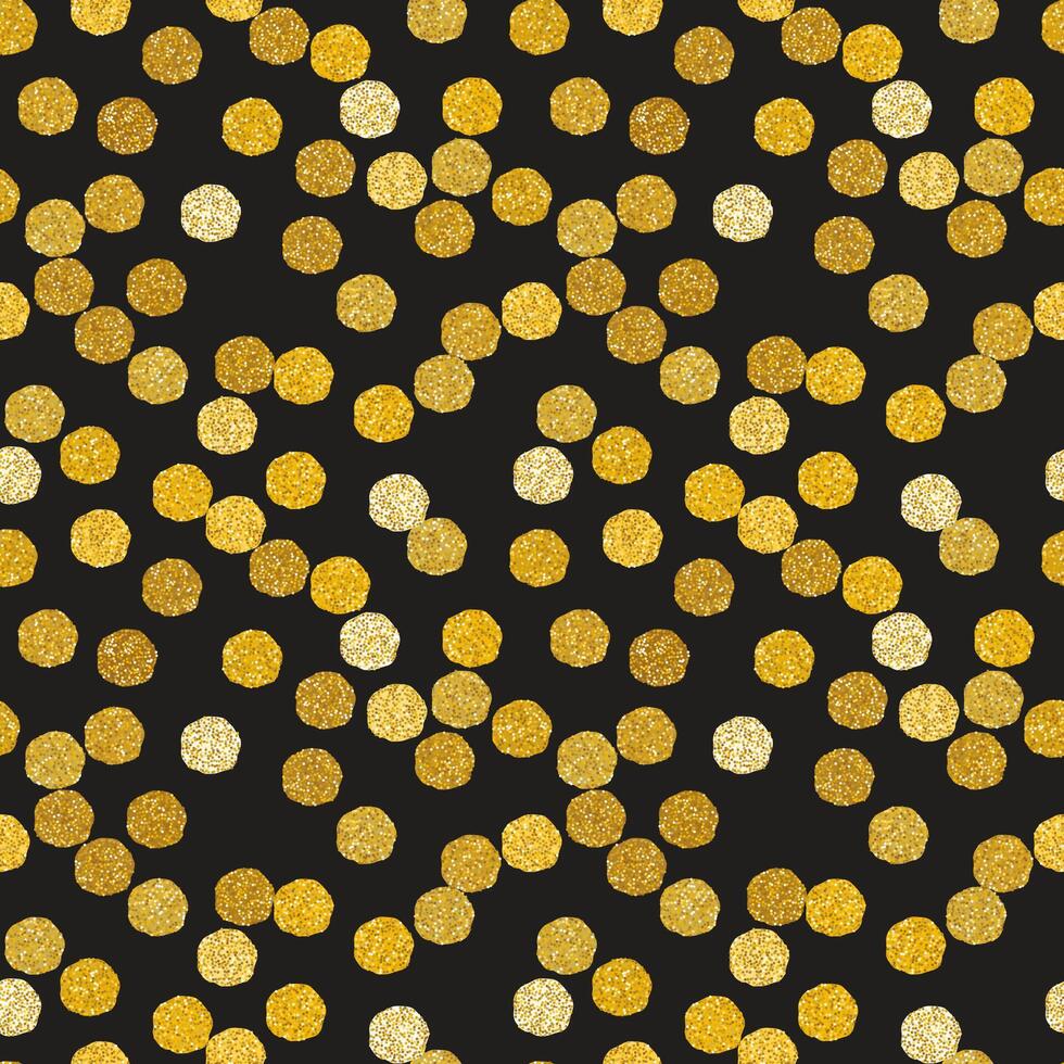 Seamless pattern in golden glitter spots. illustration in hand-drawn style vector