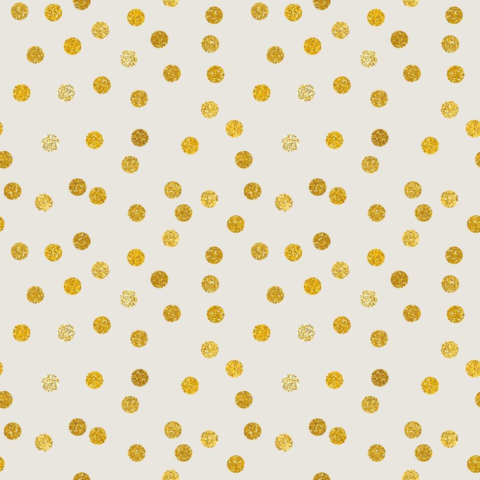 Seamless pattern in golden glitter polka dots. illustration, abstract background vector