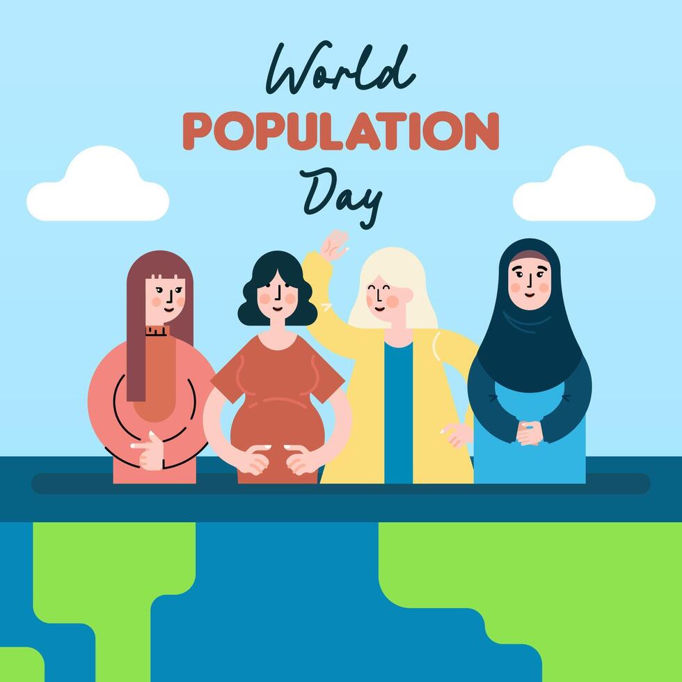 World population day illustration background vector