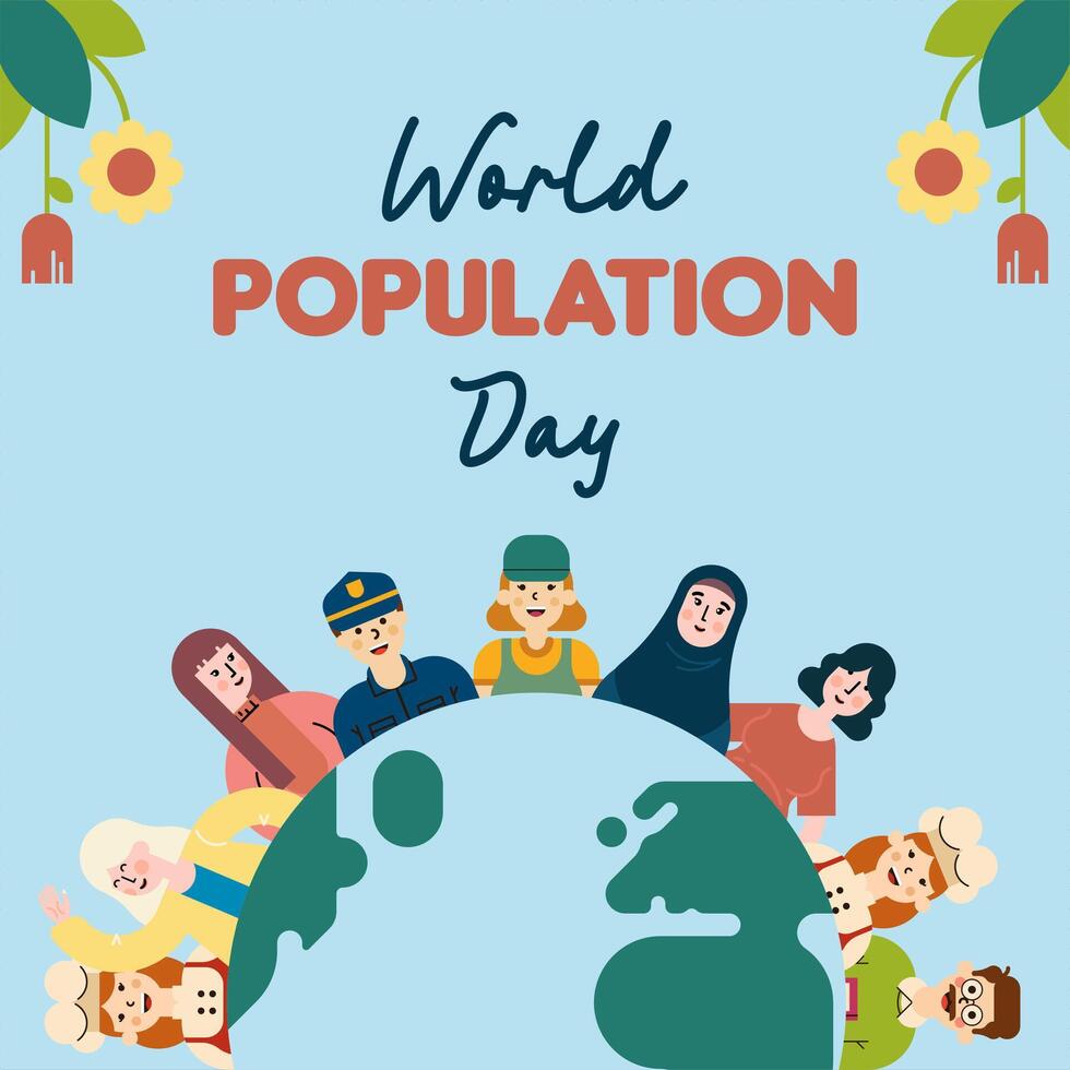 World population day illustration background vector