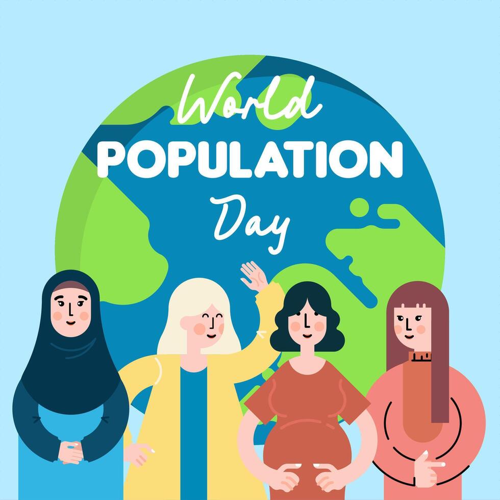 World population day illustration background vector