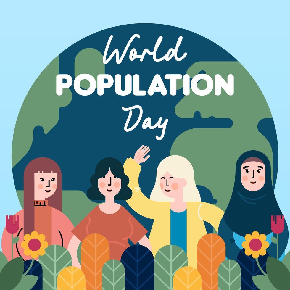 World population day illustration background vector