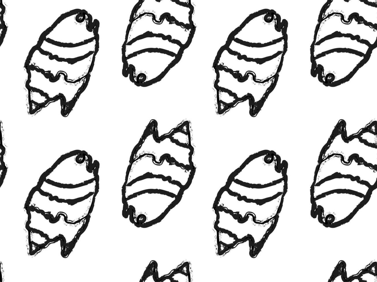 Crayon seashell seamless doodle pattern. Hand drawn chalk background of tropical sea and ocean elements, shells. Marine life. Best for textile and apparel vector