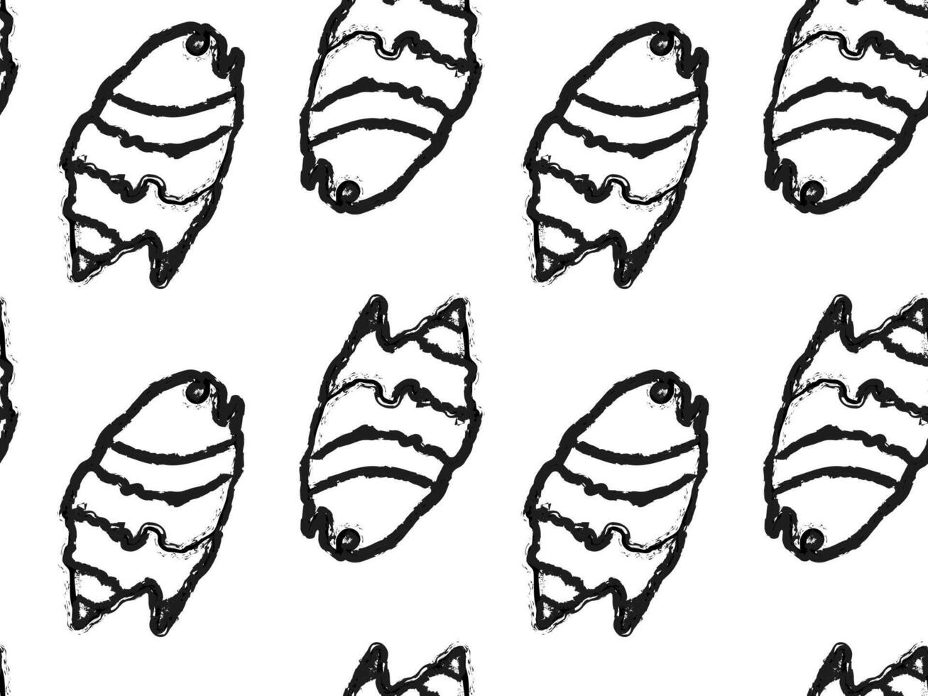 Crayon seashell seamless doodle pattern. Hand drawn chalk background of tropical sea and ocean elements, shells. Marine life. Best for textile and apparel vector