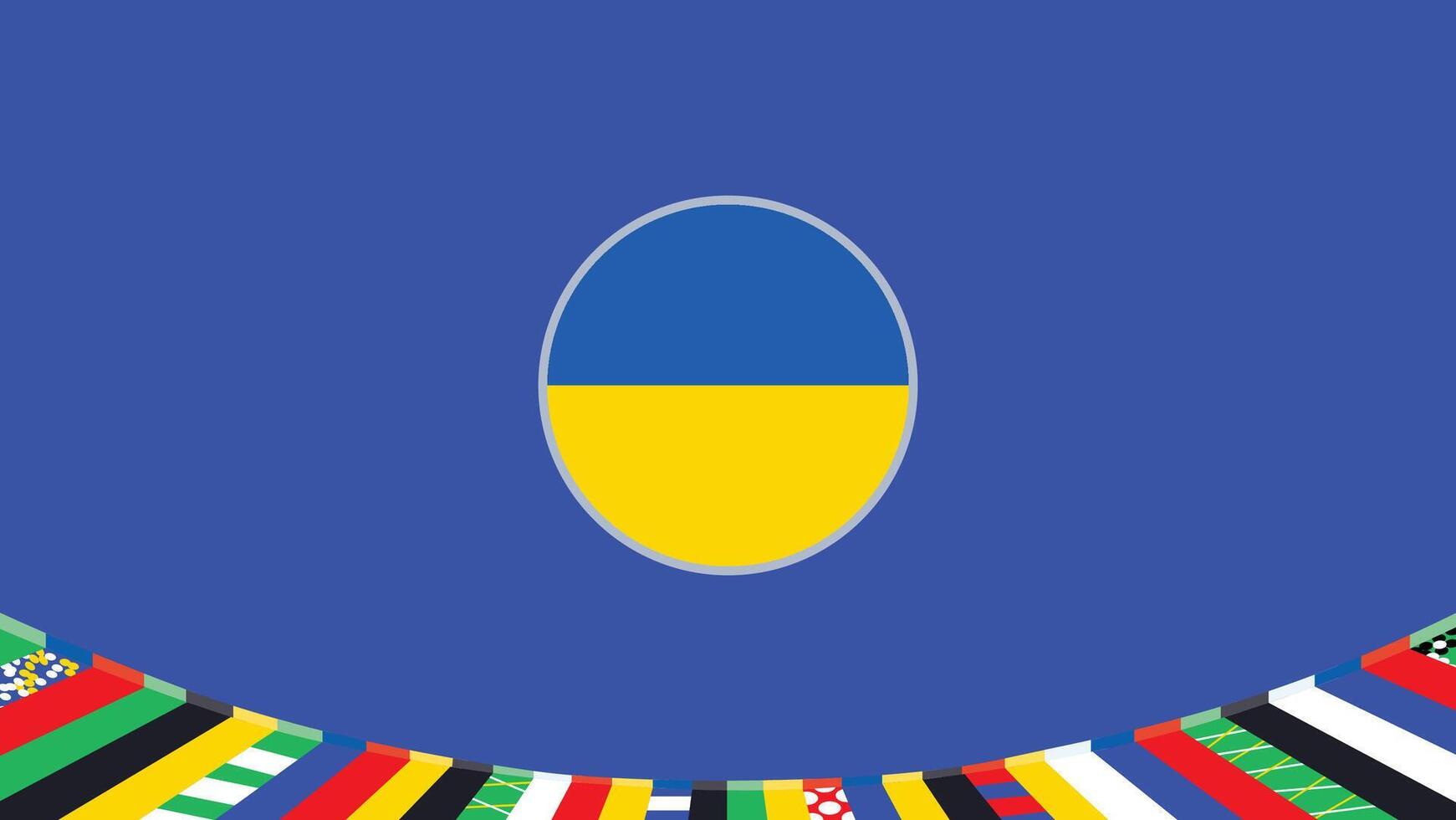 Ucrania emblema bandera europeo naciones 2024 equipos países europeo Alemania fútbol americano símbolo logo diseño ilustración vector