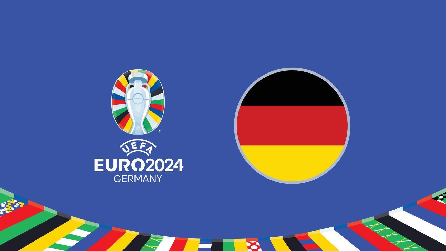 Euro 2024 Germany Flag Teams Design With Official Symbol Logo Abstract Countries European Football Illustration vector