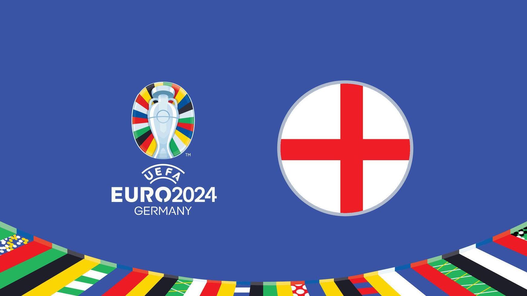 Euro 2024 Germany England Flag Teams Design With Official Symbol Logo Abstract Countries European Football Illustration vector