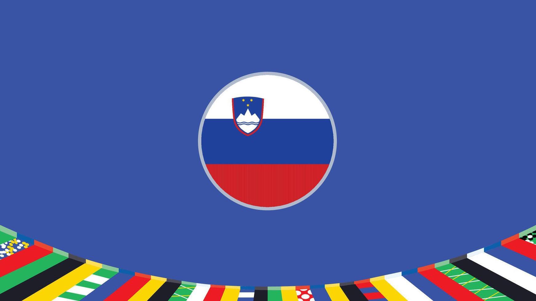 Eslovenia emblema bandera europeo naciones 2024 equipos países europeo Alemania fútbol americano símbolo logo diseño ilustración vector