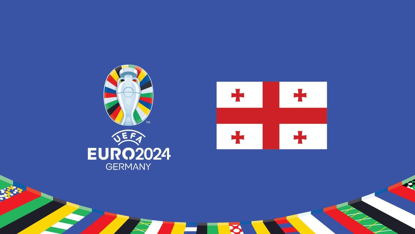 euro 2024 Georgia bandera emblema equipos diseño con oficial símbolo logo resumen países europeo fútbol americano ilustración vector