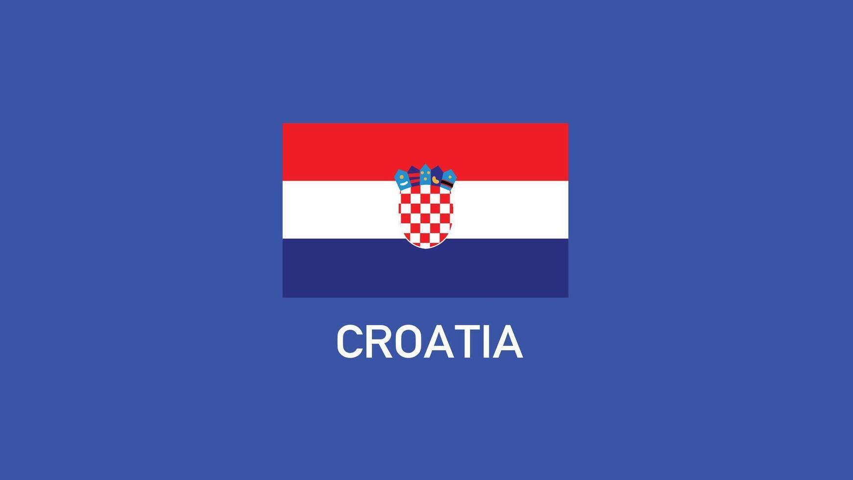 Croacia bandera equipos europeo naciones 2024 resumen países europeo Alemania fútbol americano símbolo logo diseño ilustración vector