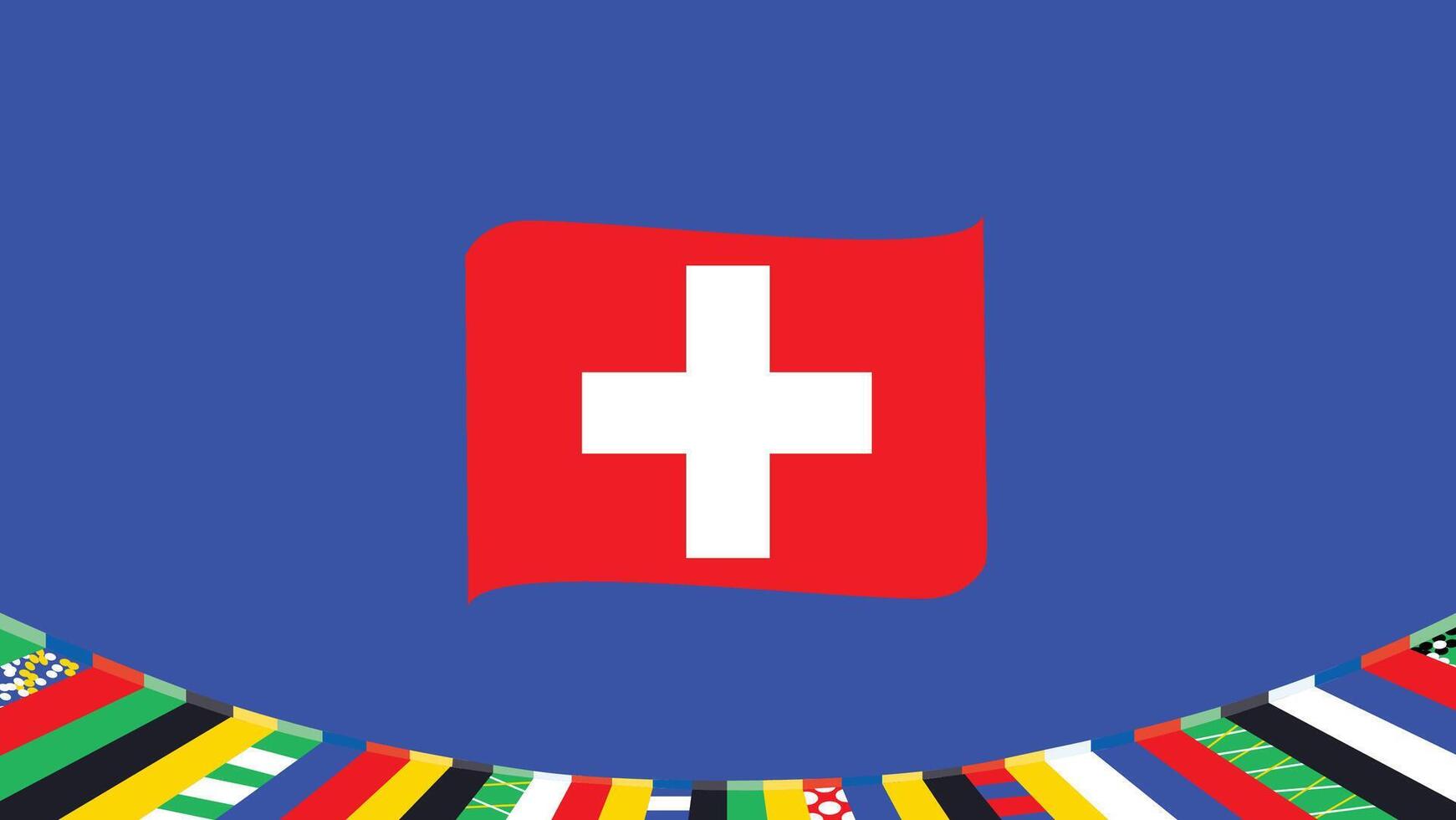 Switzerland Flag Ribbon European Nations 2024 Teams Countries European Germany Football Symbol Logo Design Illustration vector