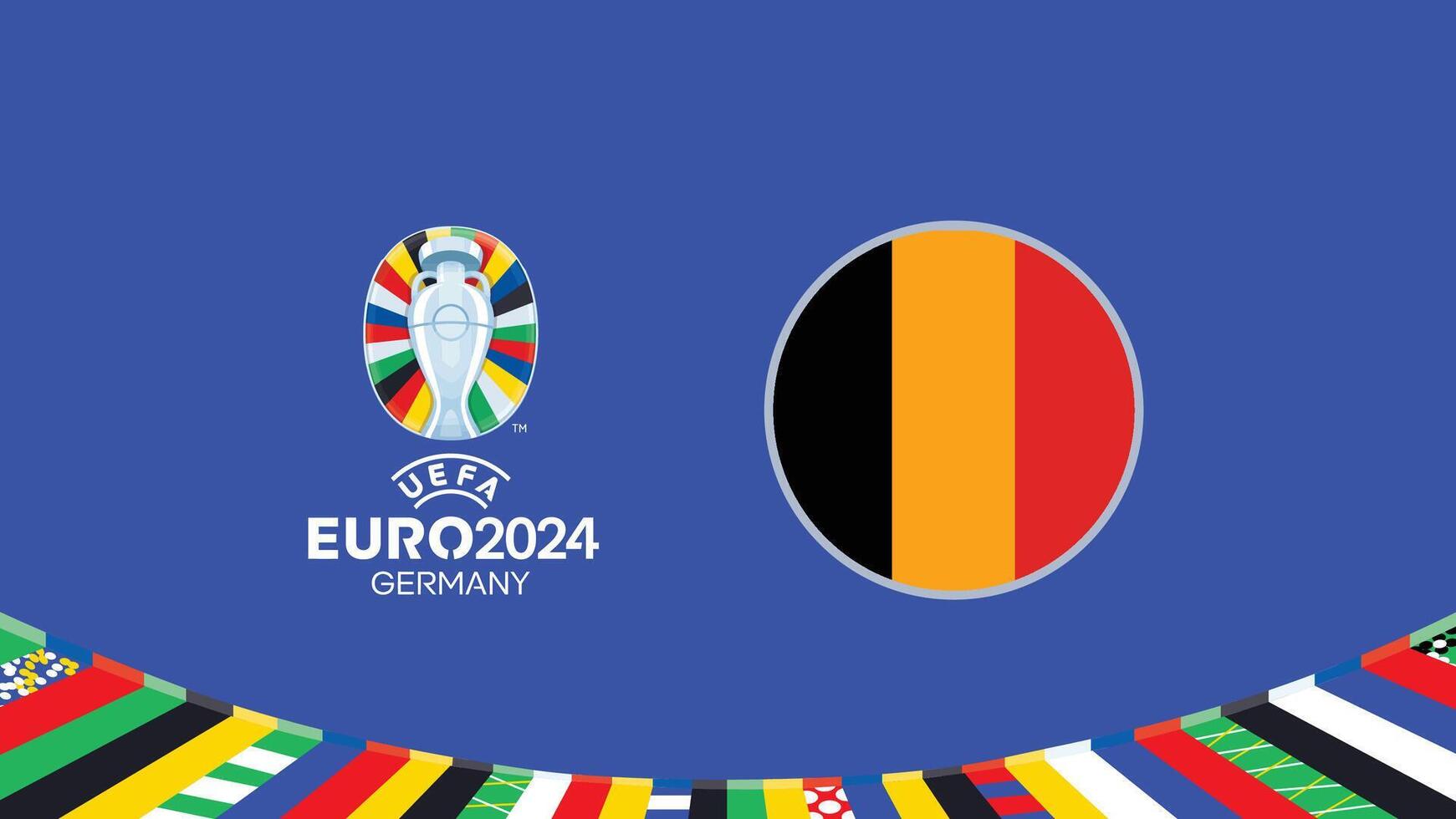 Euro 2024 Germany Flag Teams Design With Official Symbol Logo Abstract Countries European Football Illustration vector