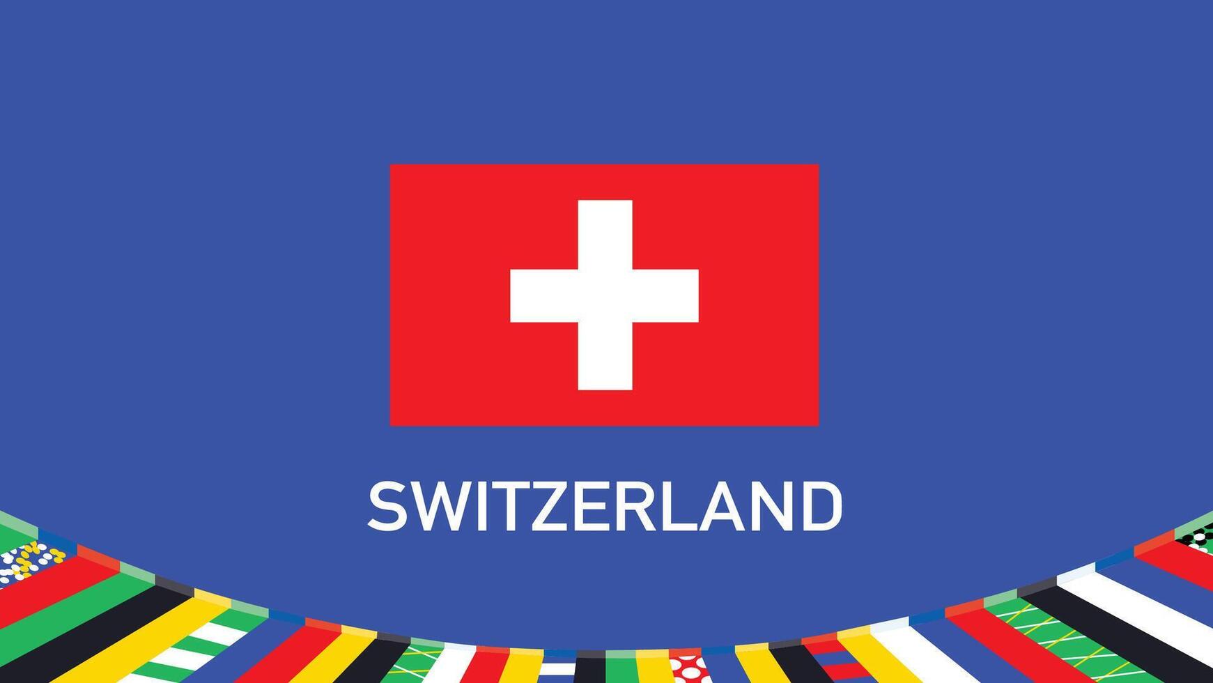 Switzerland Flag Teams European Nations 2024 Symbol Abstract Countries European Germany Football Logo Design Illustration vector