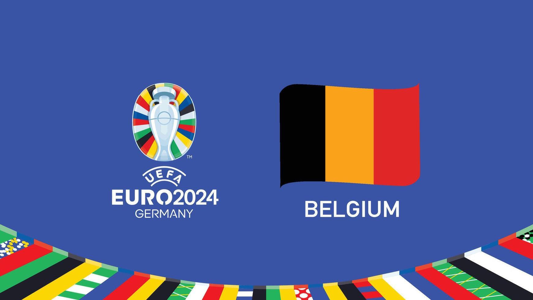 euro 2024 Bélgica emblema cinta equipos diseño con oficial símbolo logo resumen países europeo fútbol americano ilustración vector