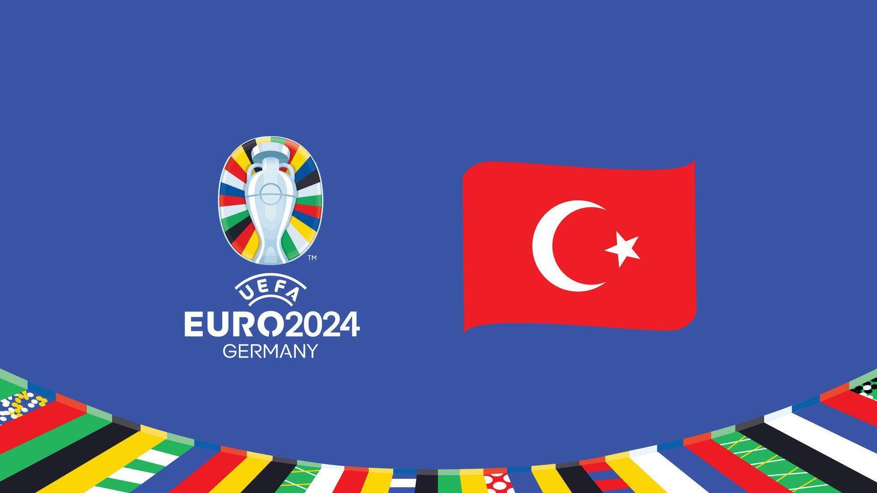 euro 2024 turkiye emblema cinta equipos diseño con oficial símbolo logo resumen países europeo fútbol americano ilustración vector