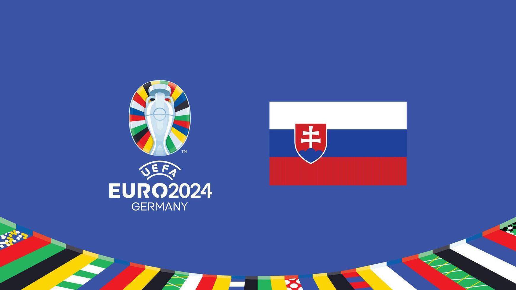 euro 2024 Eslovaquia bandera emblema equipos diseño con oficial símbolo logo resumen países europeo fútbol americano ilustración vector