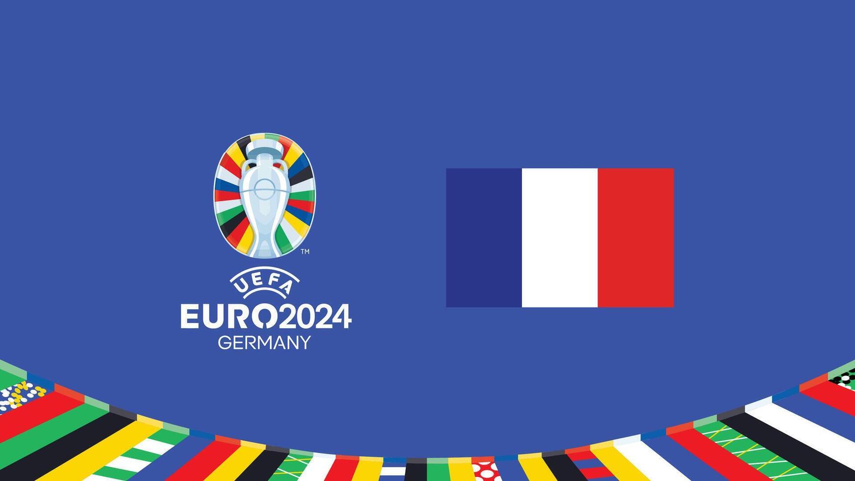 euro 2024 Francia bandera emblema equipos diseño con oficial símbolo logo resumen países europeo fútbol americano ilustración vector