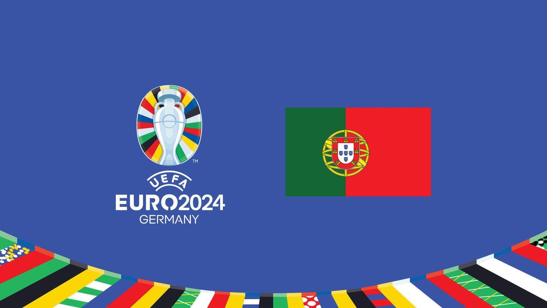 Euro 2024 Portugal Emblem Flag Teams Design With Official Symbol Logo Abstract Countries European Football Illustration vector