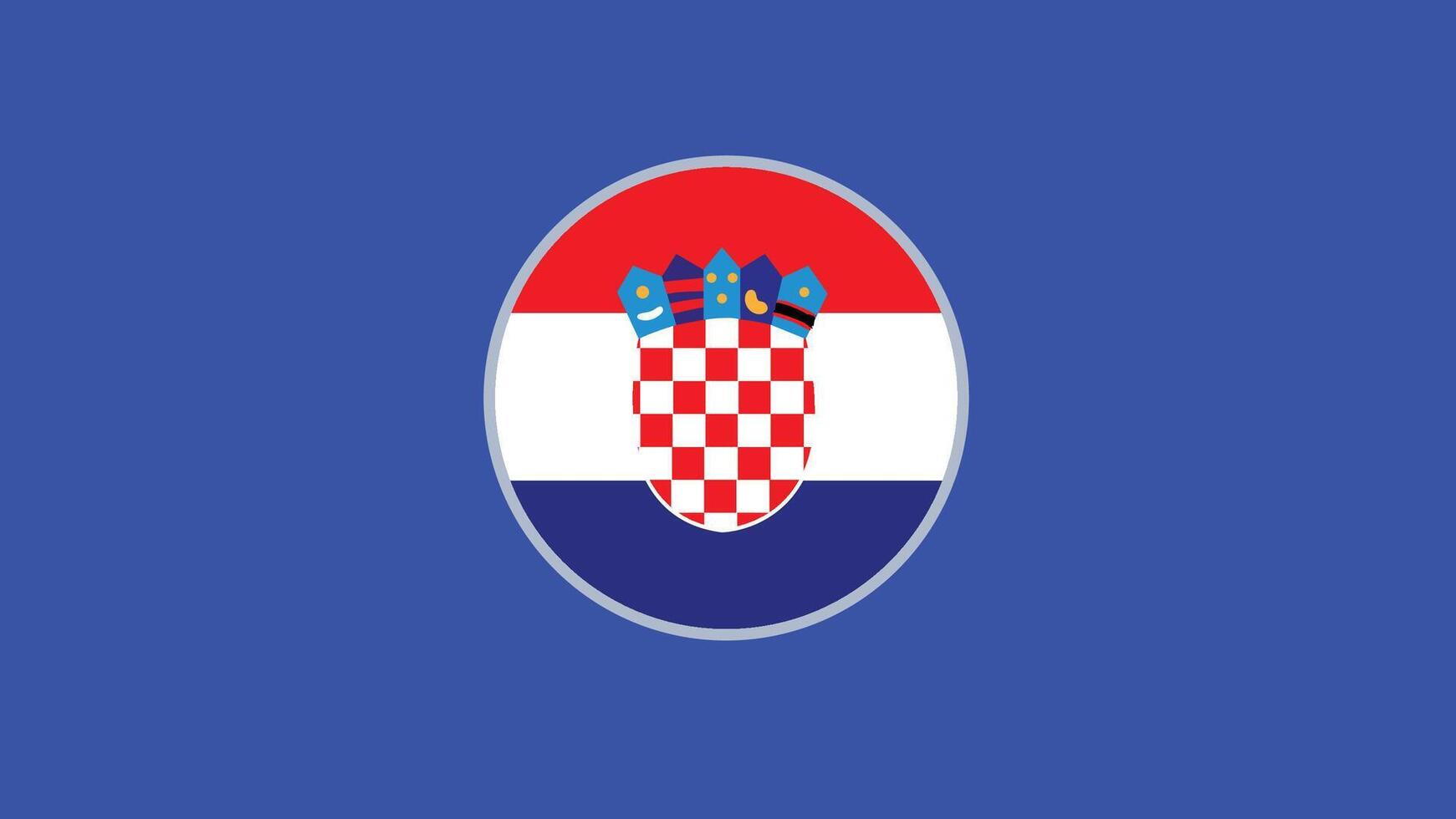 Croacia bandera emblema europeo naciones 2024 equipos países europeo Alemania fútbol americano símbolo logo diseño ilustración vector