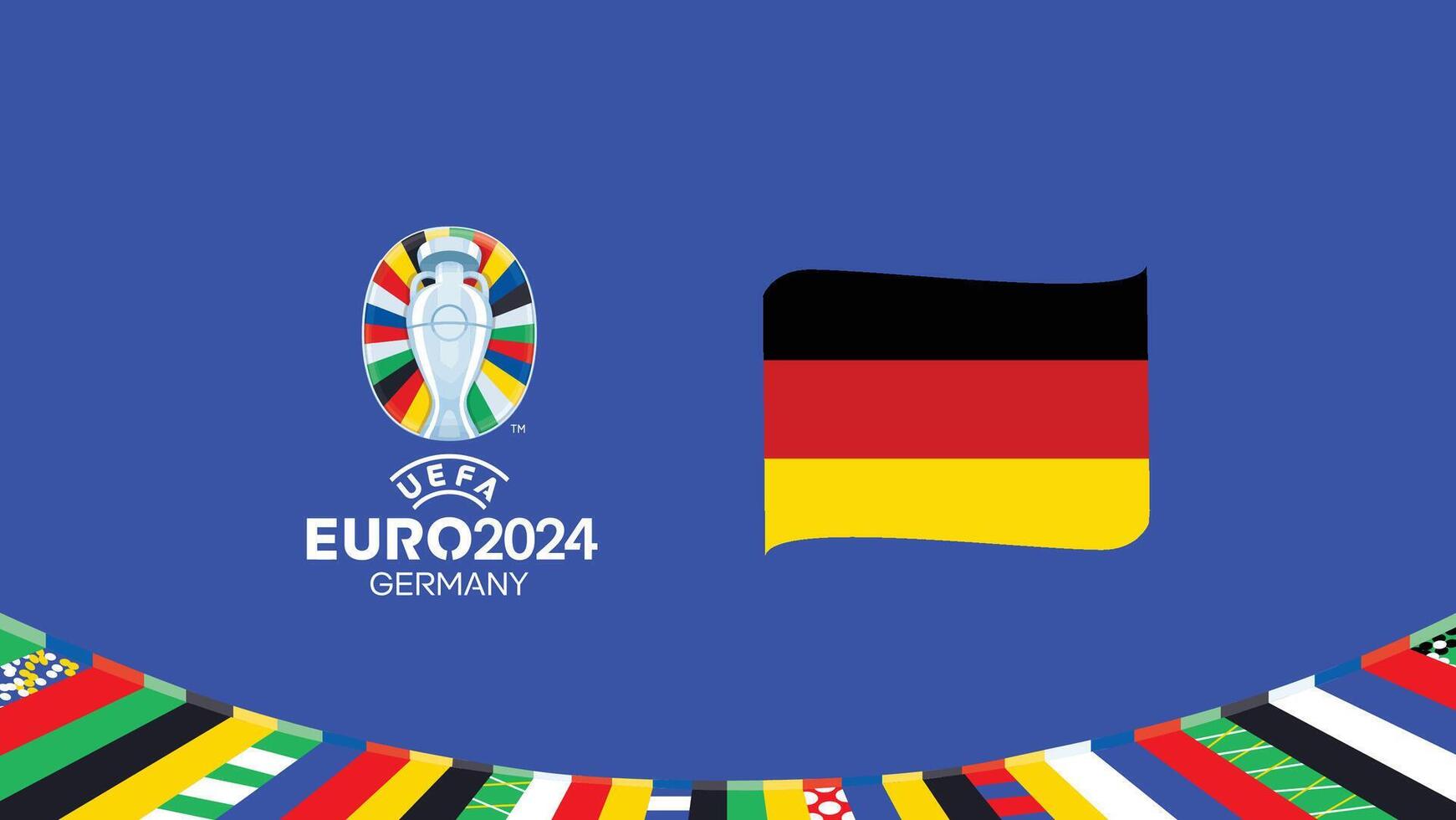 euro 2024 Alemania emblema cinta equipos diseño con oficial símbolo logo resumen países europeo fútbol americano ilustración vector