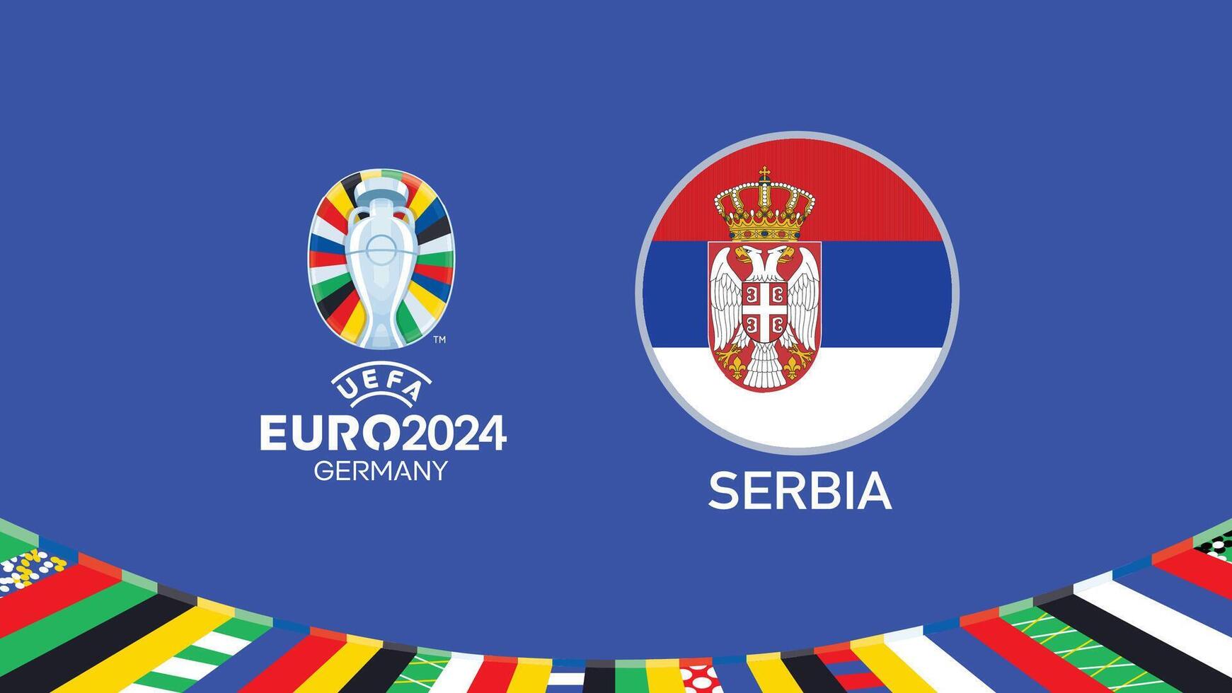 Euro 2024 Germany Serbia Flag Emblem Teams Design With Official Symbol Logo Abstract Countries European Football Illustration vector