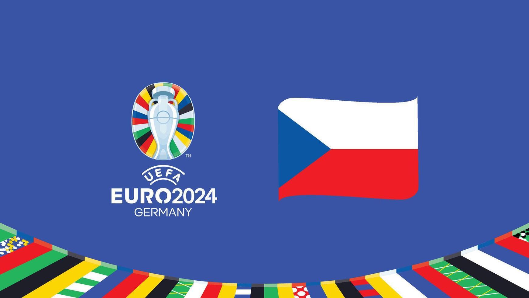 euro 2024 Chequia emblema cinta equipos diseño con oficial símbolo logo resumen países europeo fútbol americano ilustración vector