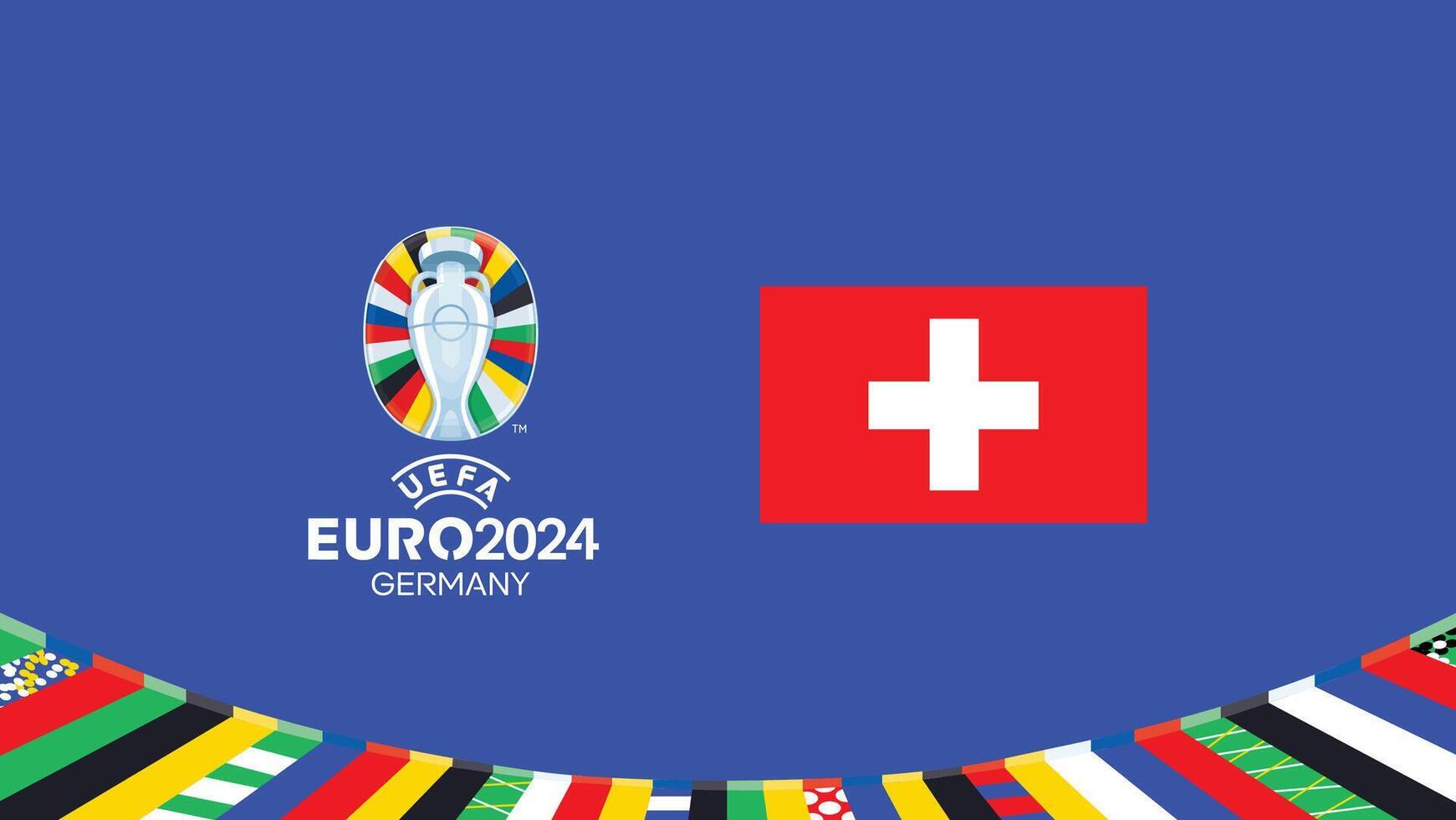 euro 2024 Suiza bandera emblema equipos diseño con oficial símbolo logo resumen países europeo fútbol americano ilustración vector