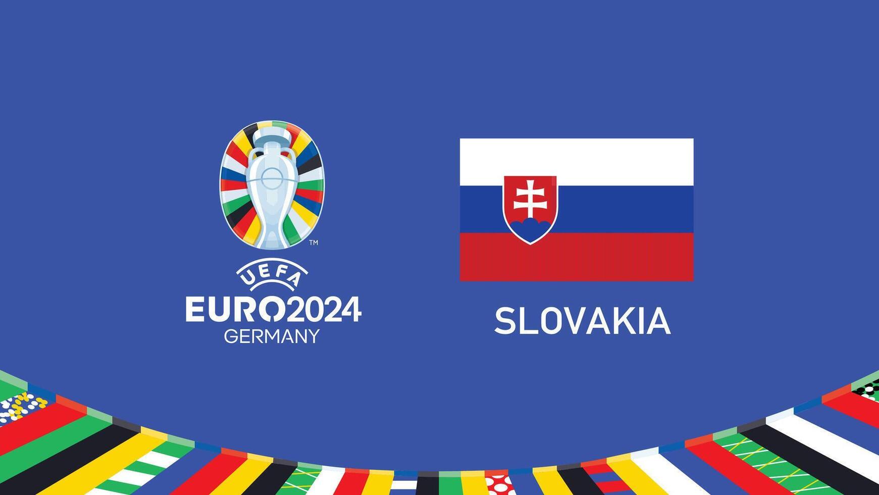 euro 2024 Eslovaquia emblema bandera equipos diseño con oficial símbolo logo resumen países europeo fútbol americano ilustración vector