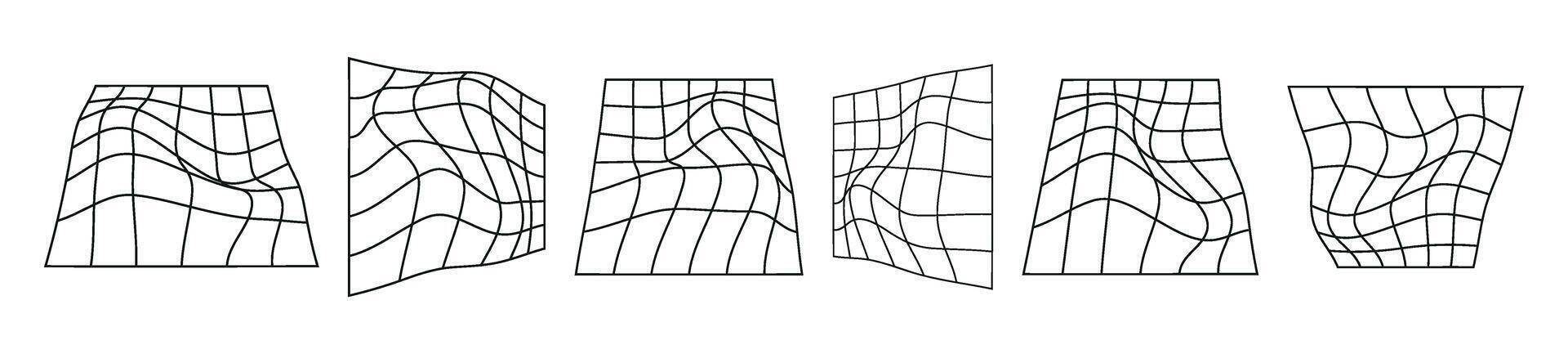 Abstract 3D wireframe mesh grid with a wave pattern. Flat illustration isolated on white background. vector