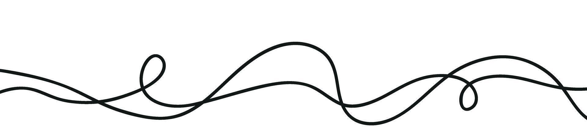 Seamless abstract pattern thin, wavy lines and curvy squiggles. Flat illustration isolated on white background vector