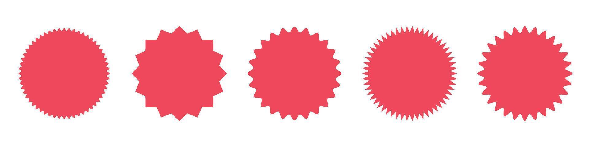 Red explosion sticker starburst, highlighting sale prices and promotional flashes. Flat illustration isolated on white background. vector