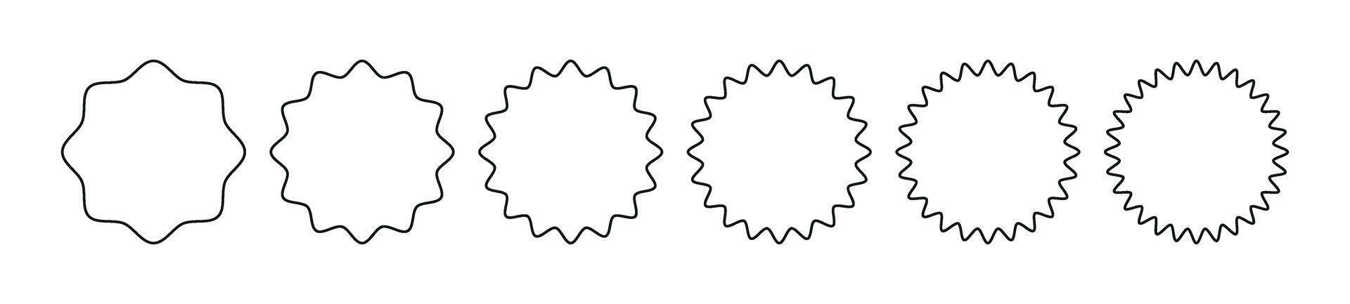 Circular badge zigzag pattern ,round line border border. Flat illustration isolated on white background. vector