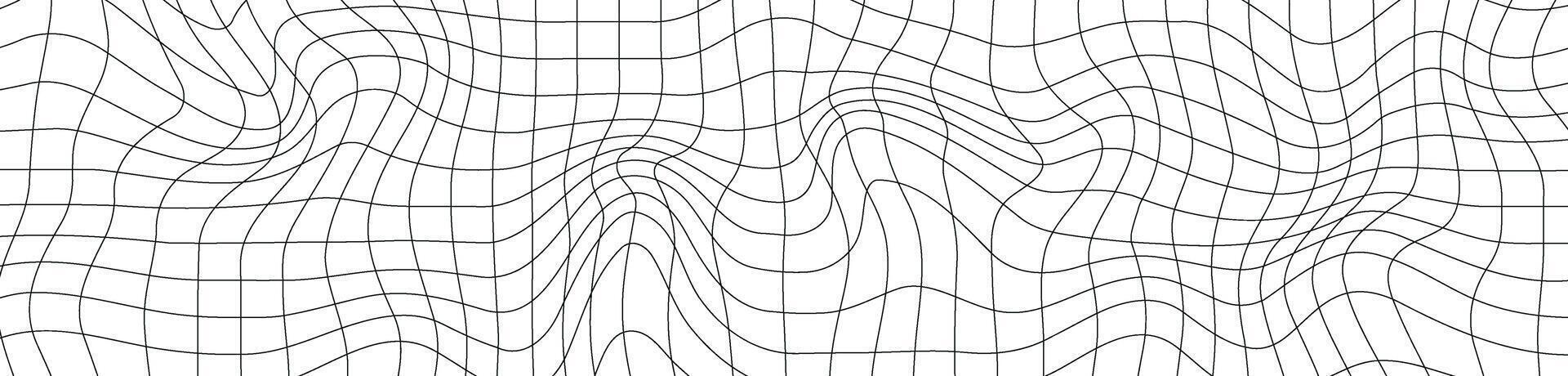 Abstract 3D wireframe mesh grid with a wave pattern. Flat illustration isolated on white background. vector