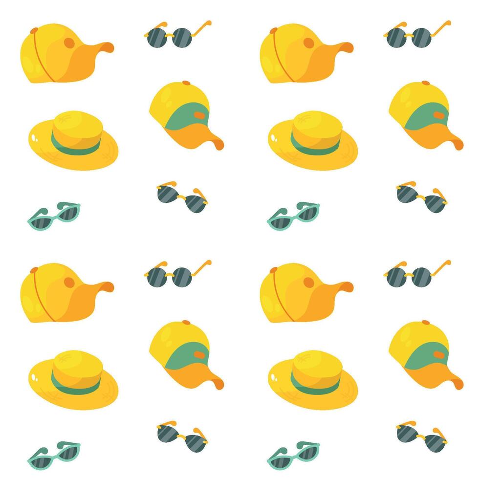 Beach hats and sunglasses pattern vector