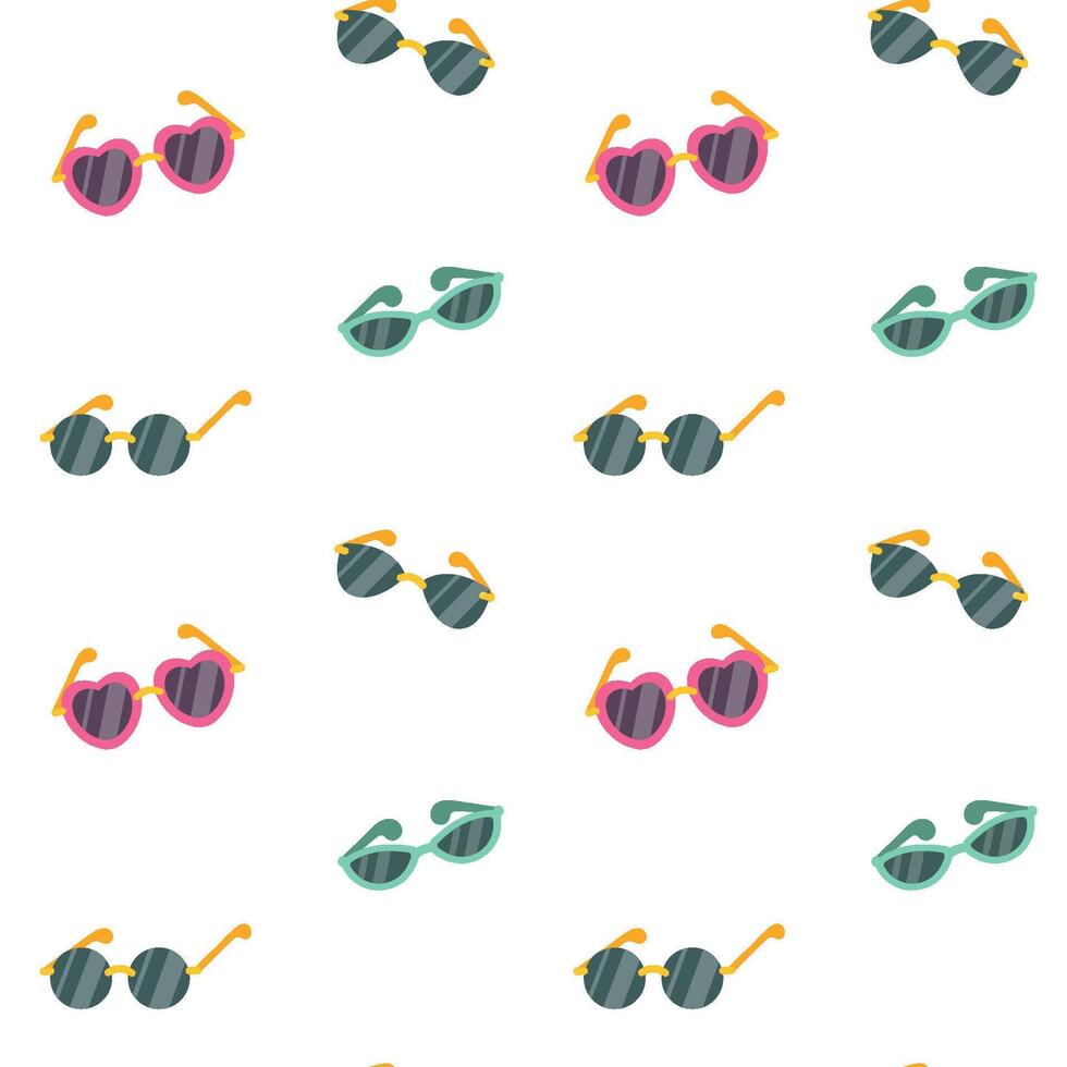 Sunglasses seamless pattern on white background. vector
