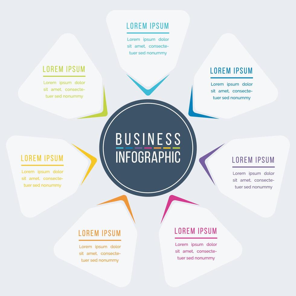 7 Steps Infographic business design 7 objects, elements or options infographic template for business vector
