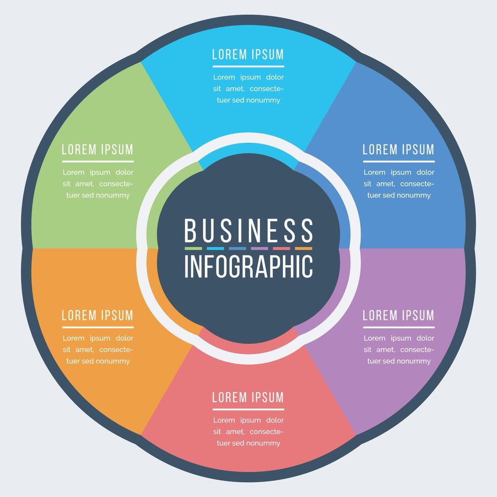 6 6 pasos infografía diseño vistoso para negocio información 6 6 opciones vector