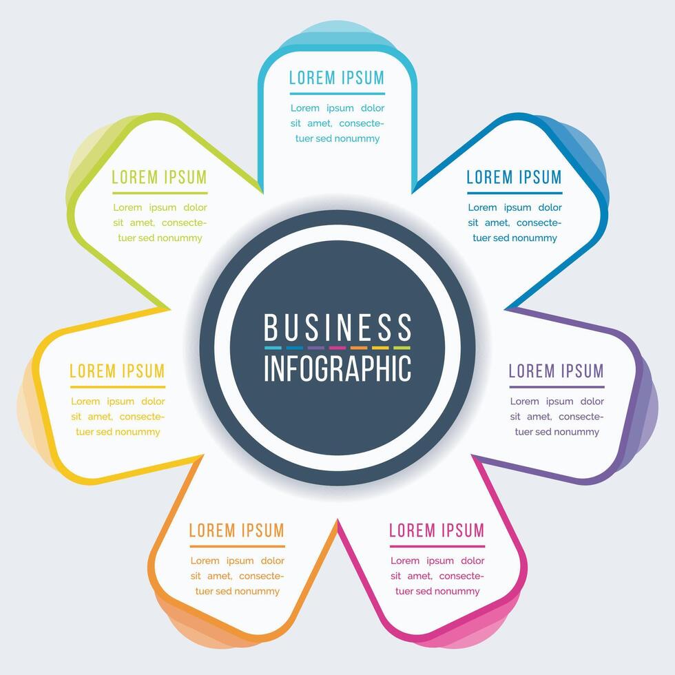 Infographic business design 7 Steps, objects, elements or options circle infographic template for business information vector