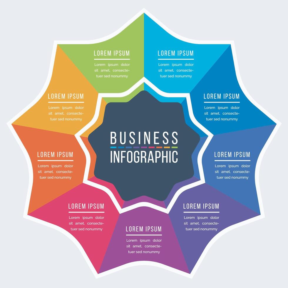 Infographic design 9 Steps, objects, elements or options information business colorful infographic template vector