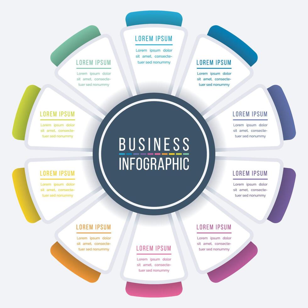 Infographic circle design 10 Steps, objects, elements or options information business infographic template vector