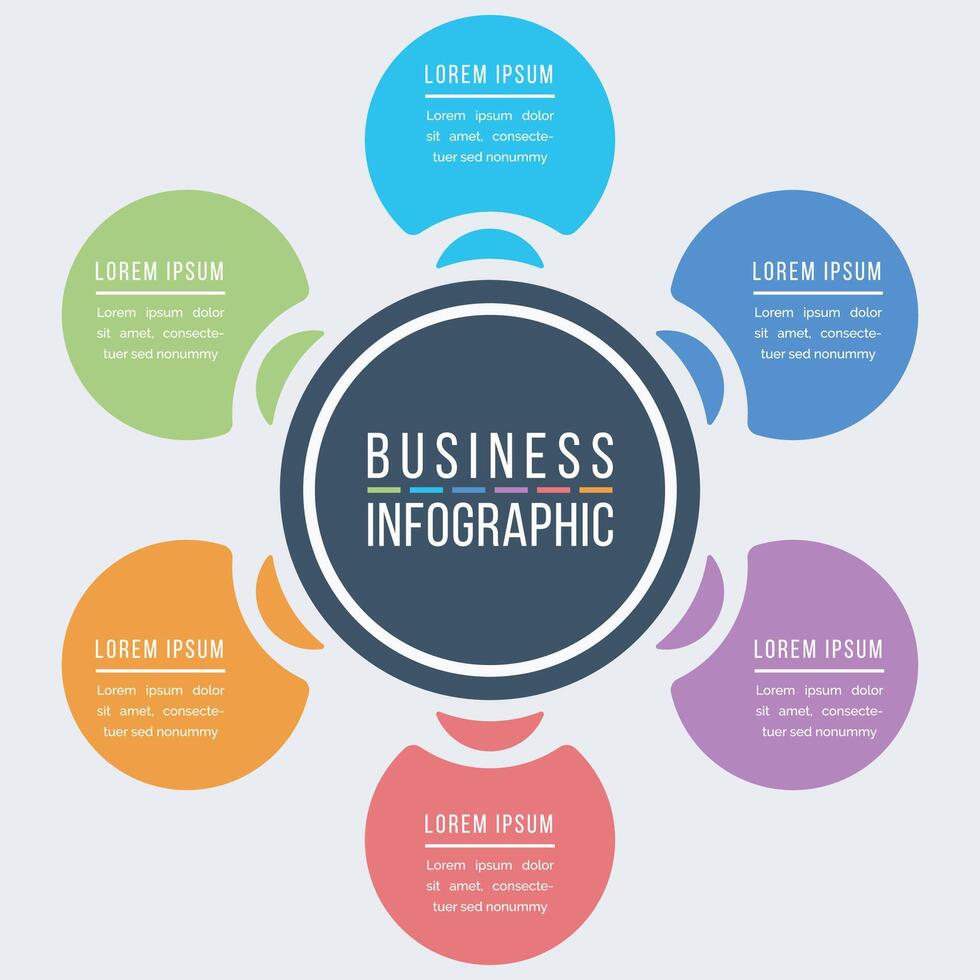 circulo infografía diseño 6 6 pasos, objetos, elementos o opciones negocio información vistoso modelo para negocio infografía vector