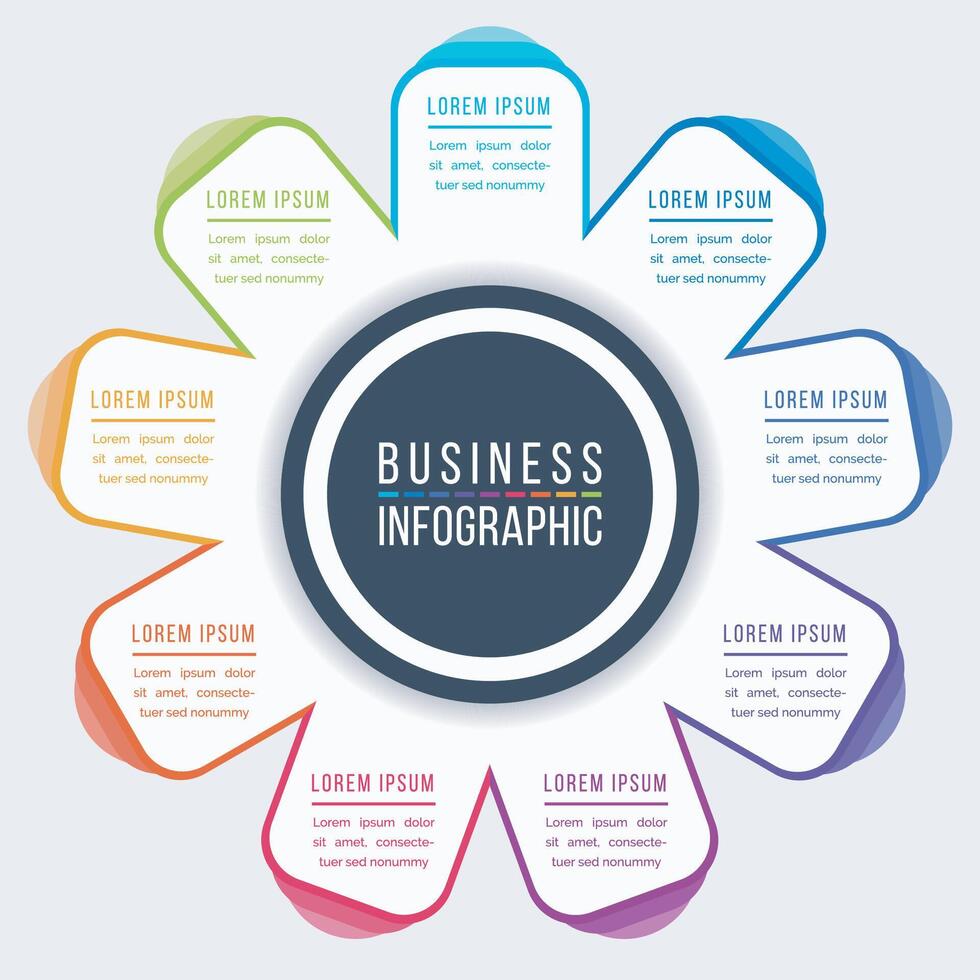 Infographic business design 9 Steps, objects, elements or options circle infographic template for business information vector