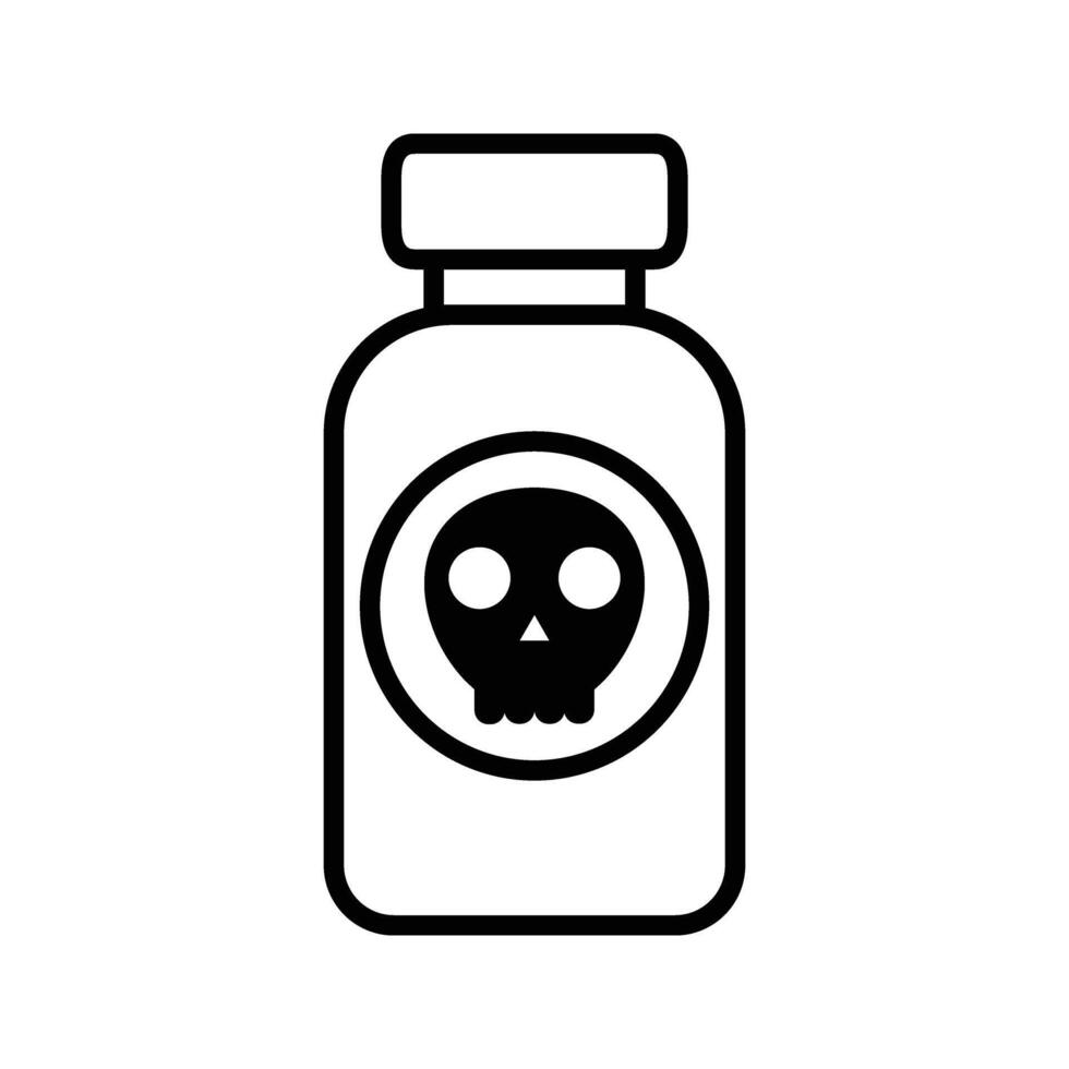 Bottle with toxic substance symbol, poison bottle icon vector