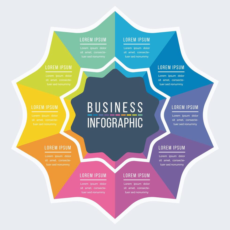 Infographic design 10 Steps, objects, elements or options information business colorful infographic template vector