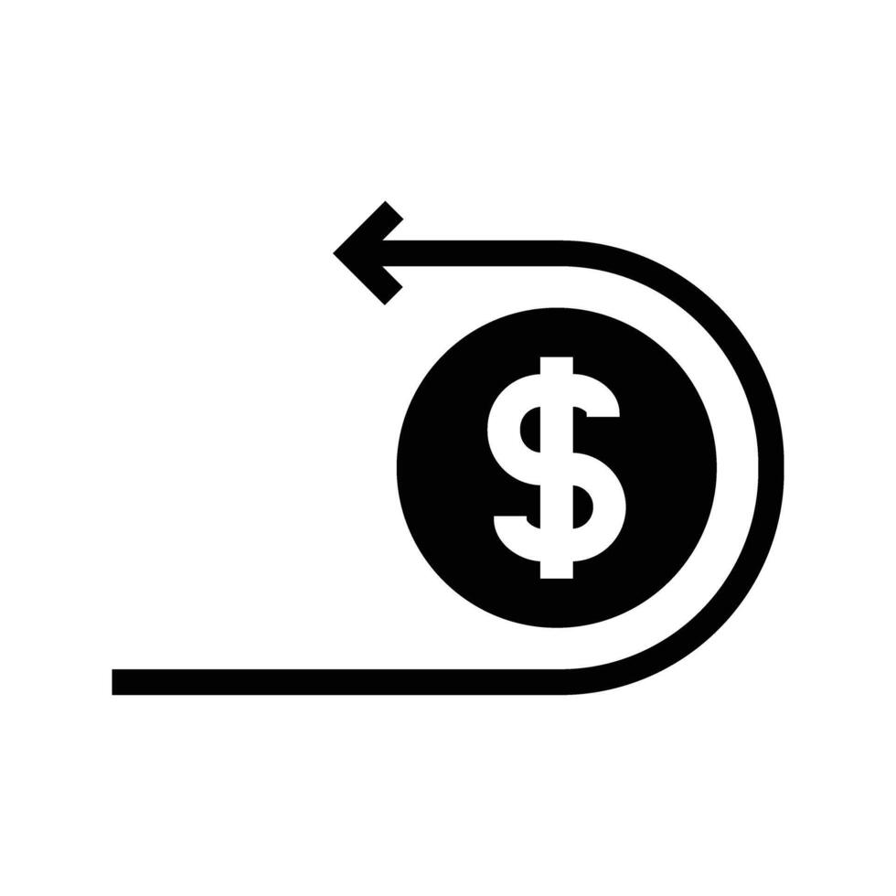 Money back, dollar coin with arrow back icon vector